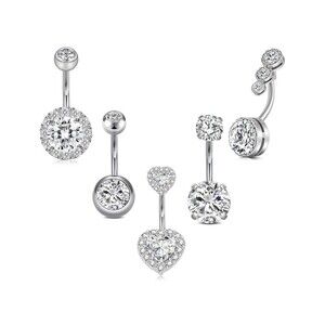 Incaton 14G Cute Heart Stainless Steel Belly Button Rings Belly Piercing Jewe...